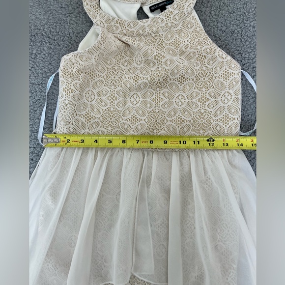 Sequin Hearts Girls Sparkly Gold & Cream Satin Color High Low Dress Size 14 - Picture 11 of 11